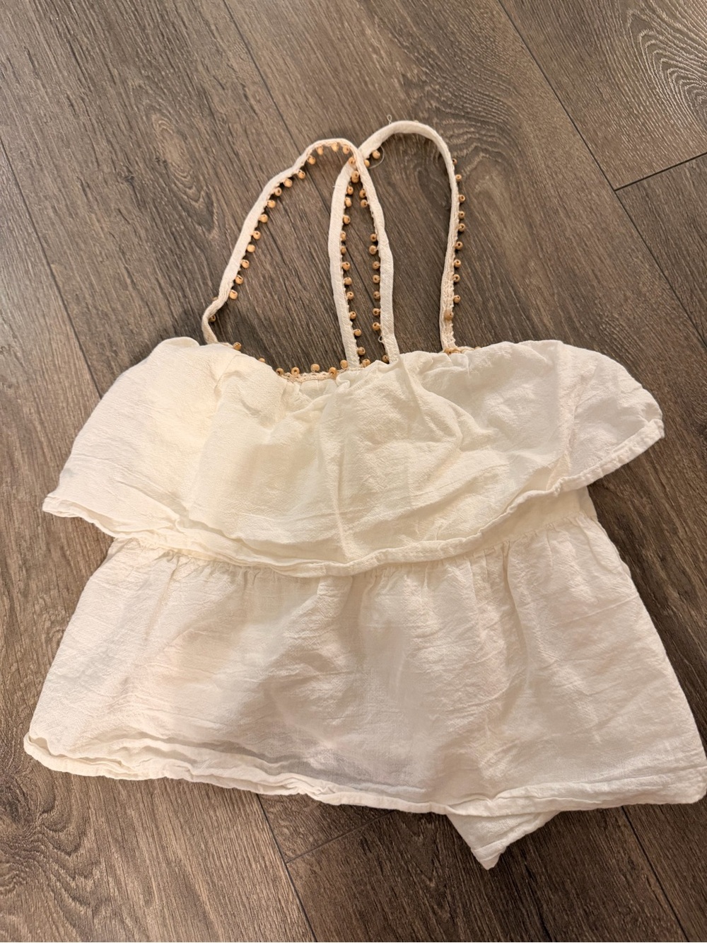 Zara Cream Ruffle Spaghetti Strap Camisole